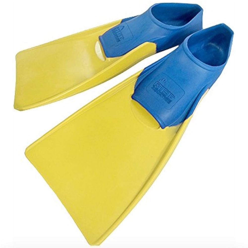 Men's Blue & Yellow Swim Fins - Open Heel Training Flippers - Picture 8 of 8